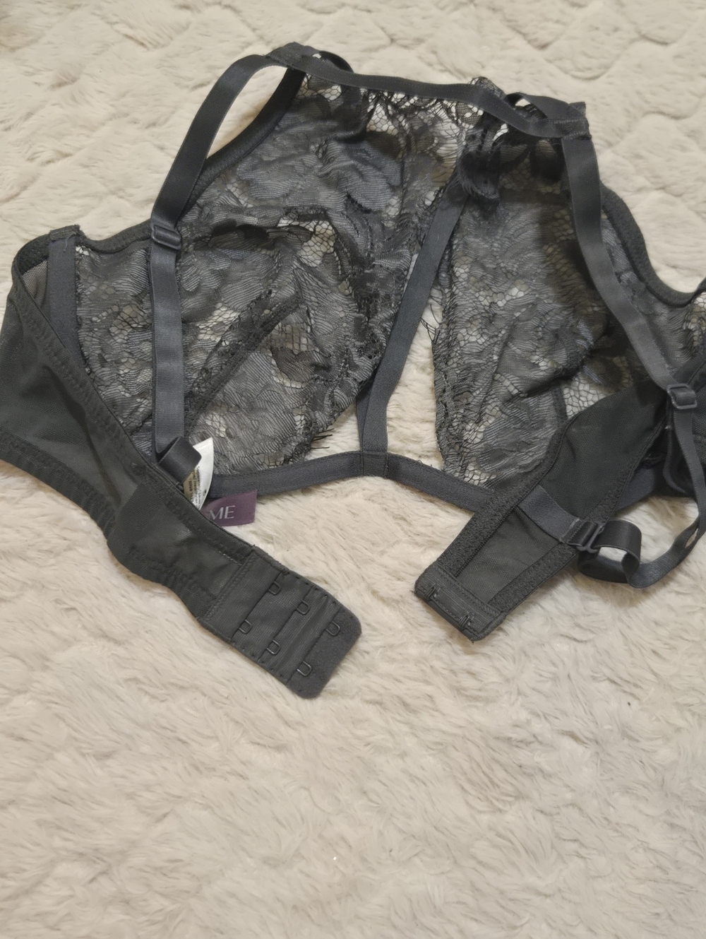Adore Me Gray Emmeline Unlined Sheer Studded High-Neck Bra, Size 34D - Picture 7 of 8
